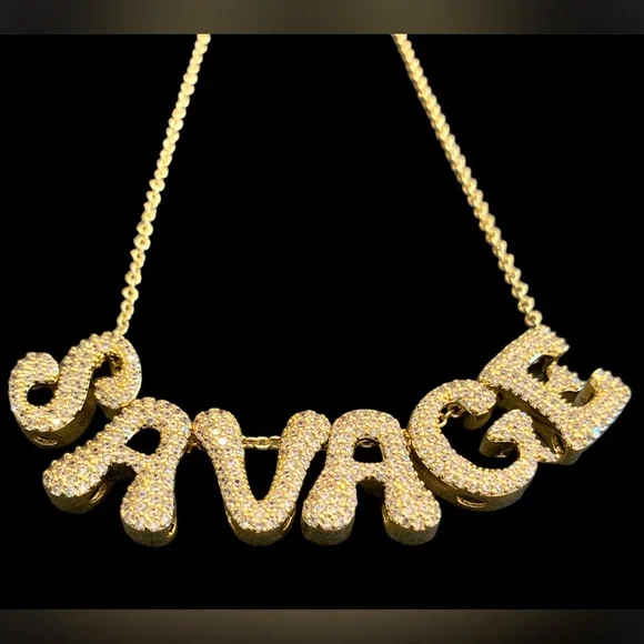 EXOl Custom Savage Hearts - Gold Crystal Necklace - Picture 3 of 6